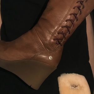 UGG Tall brown wedge women's winter boots size 6